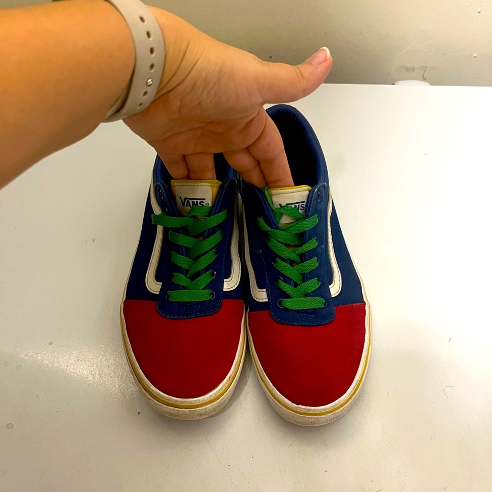 VANS Old Skool Colorblock Shoes Blue Green Red Yellow Youth Sz 5 Womens 7